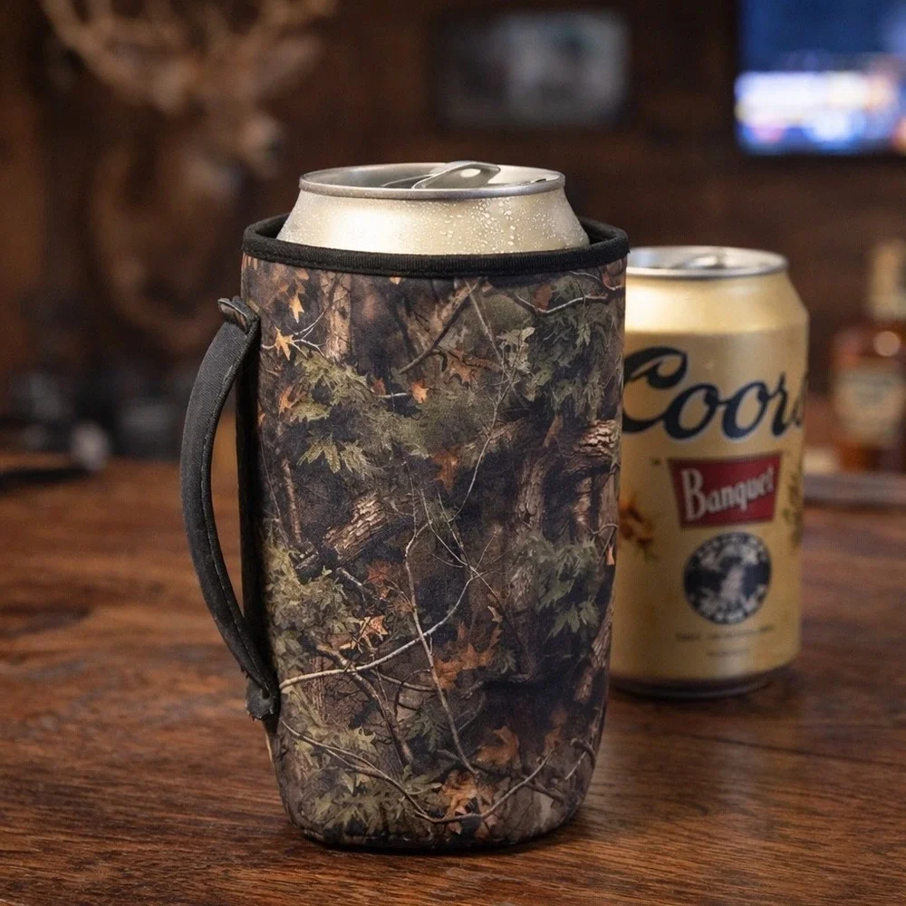 Camo Neoprene Cup Sleeve Insulated‎ Drink Holder Handle Hunting EUC